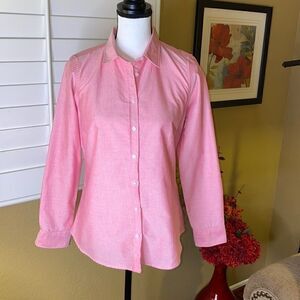 Red/Pink Cotton Button Down Shirt, NWOT Sz 6